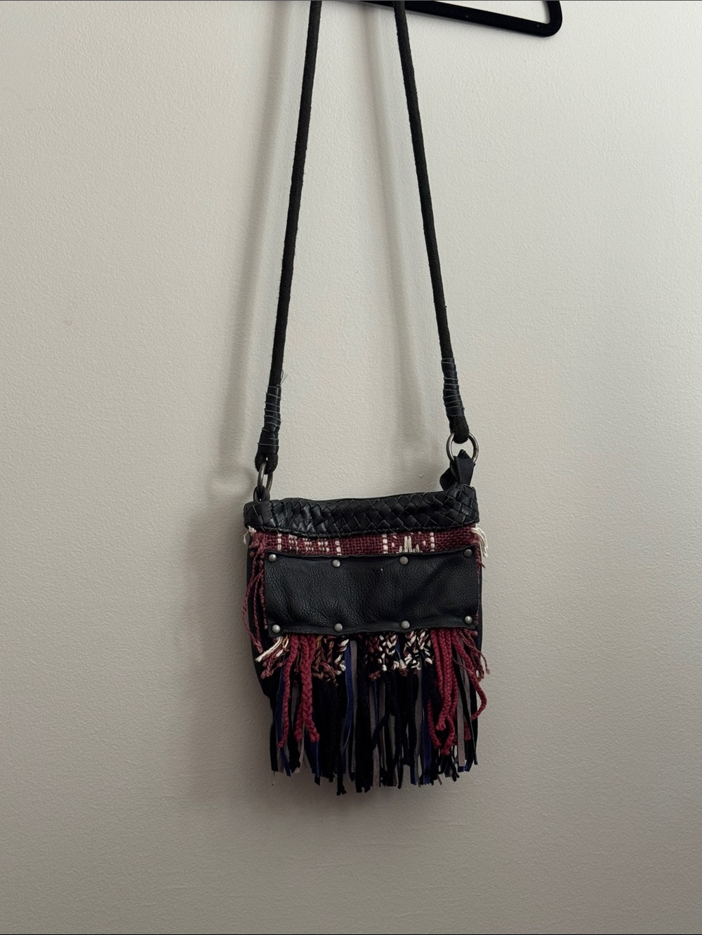 Free people small fringe crossbody bag purse festival concert boho leather - Picture 2 of 8
